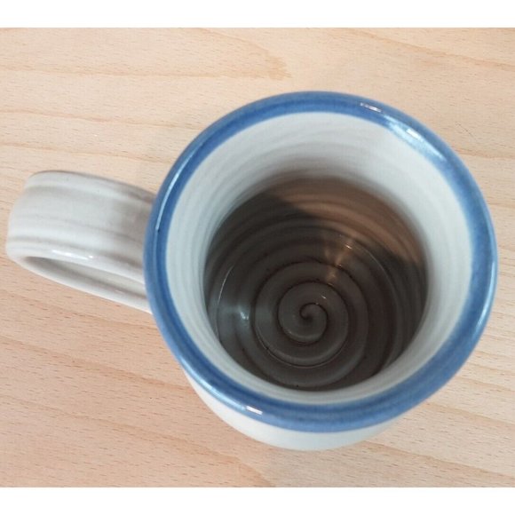 Deneen Pottery Mug Broken Egg Cafe Siesta Key Florida Blue Hand Thrown 2017 USA - Picture 5 of 7